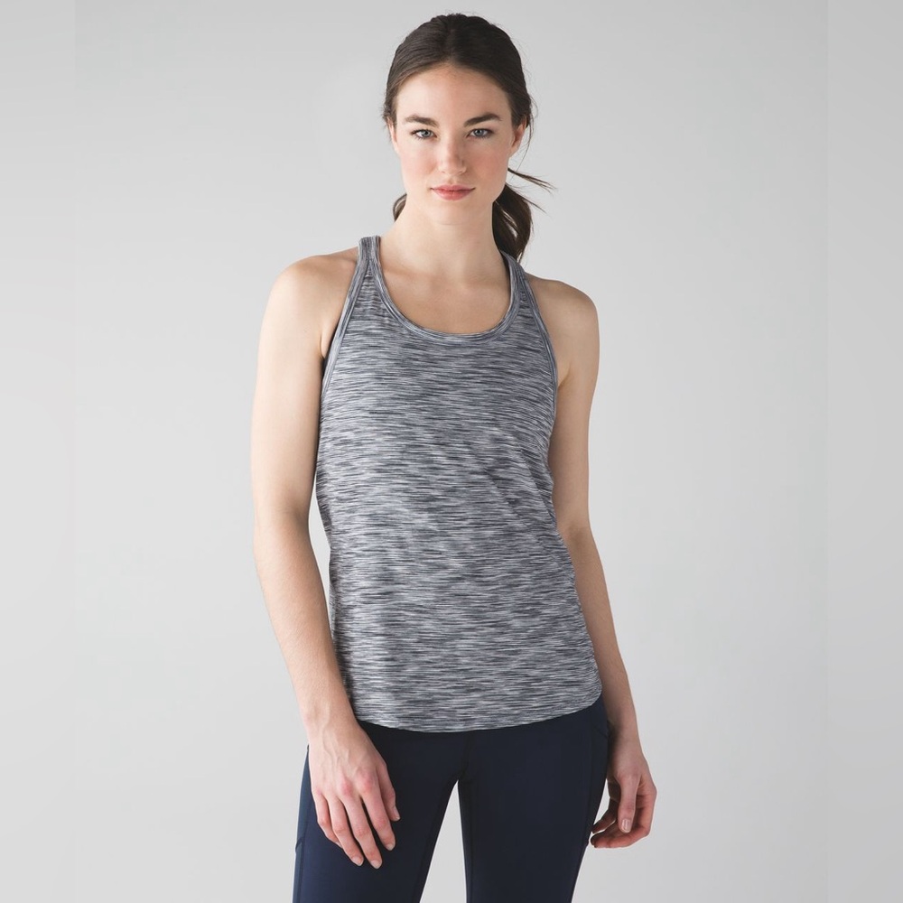 Lululemon Yogi Everyday Women's Tank Top, Space Dye White Black Gray, Size 4